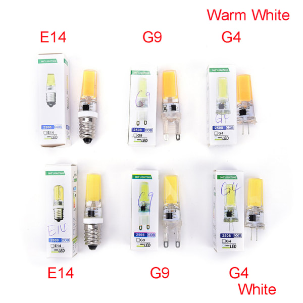 Mini Dimbar G4 G9 E14 COB SMD LED Silikonkristallljuslampa WARM WHITE G4