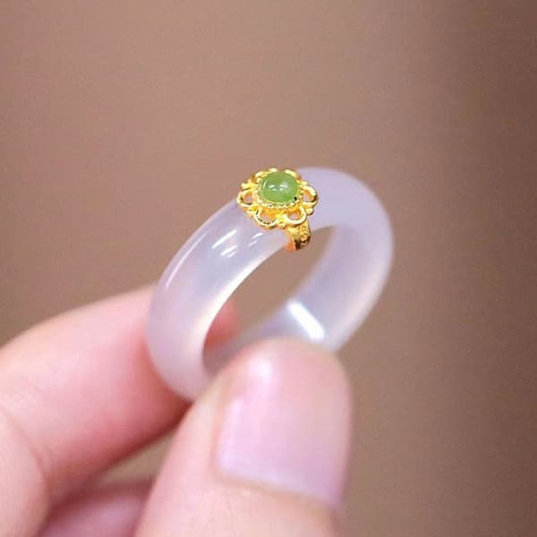 Retro imitasjon jade ring minimalisme Hanfu matchende håndpynt 02