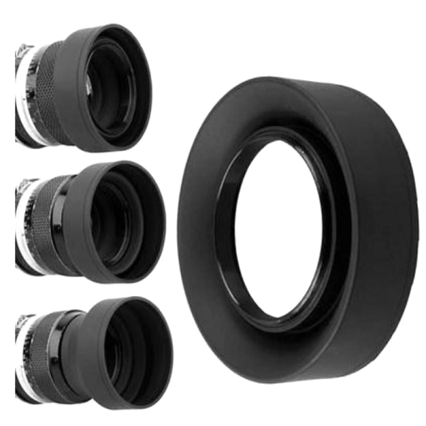 Universal 3-stegs hopfällbar 3-i-1 gummi vikbar motljusskydd Su Black 52mm