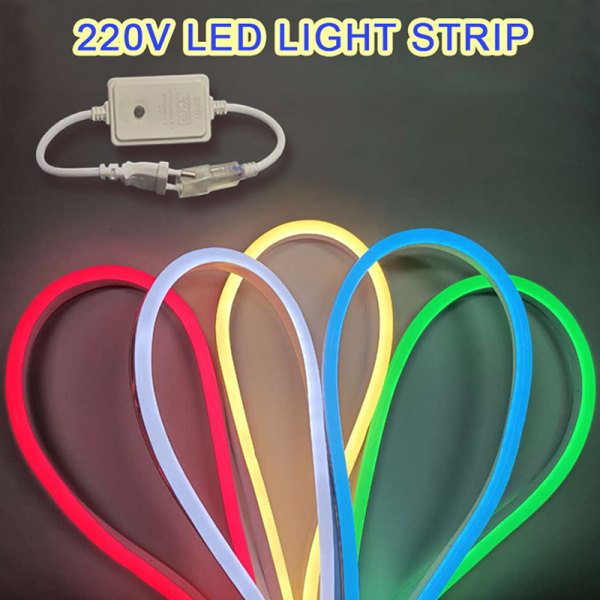 220V Strip LED Lys Vandtæt RGB Farverig Fleksibel LED Neon Blue D1 8136 |  Blue | D1 | Fyndiq