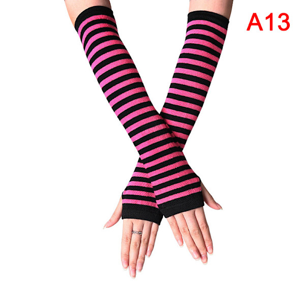 Y2K Fashion Naisten Tytöt Raidalliset kyynärpäähanskat Lämpimät neulotut pitkät A8 One Size
