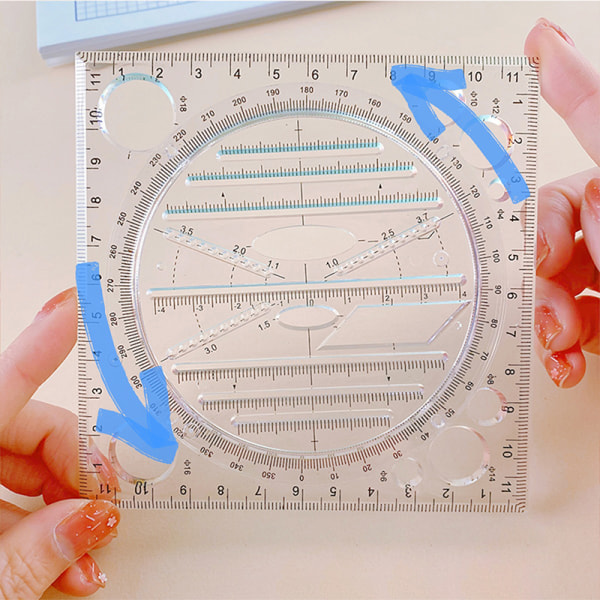 Kulmageometrinen piirustusmalli Circle Maker -piirustusviivain Mul Clear A2