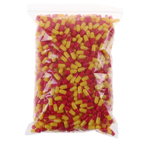 1000 Stk Tom Hard Ledig Gelatinkapsel Størrelse 0# Gel Medisin Red Yellow one size