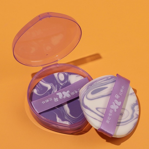 2 st Triangel Återanvändbar Powder Pad PressedSoft Makeup Powder P Purple B