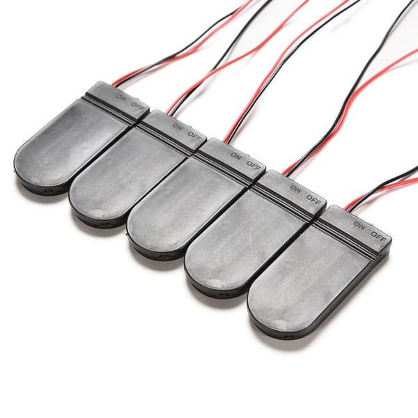 5 stk DIY 3V knapp myntcelle batteriholder boks med på-av