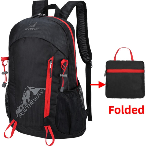 22L Bärbar hopfällbar ryggsäck Vikbar bergsbestigningsväska Ultra Black one size