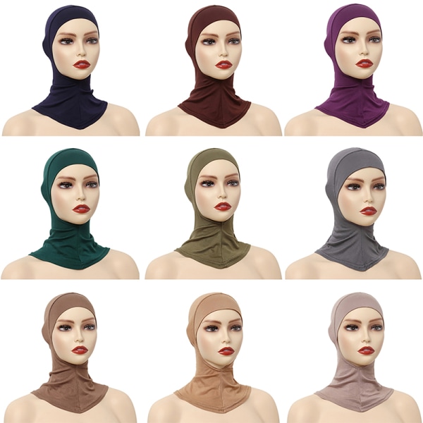 Enfärgad undersjal Hijab- cap Justerbar Stretchy Turban Ful A8 ONESIZE