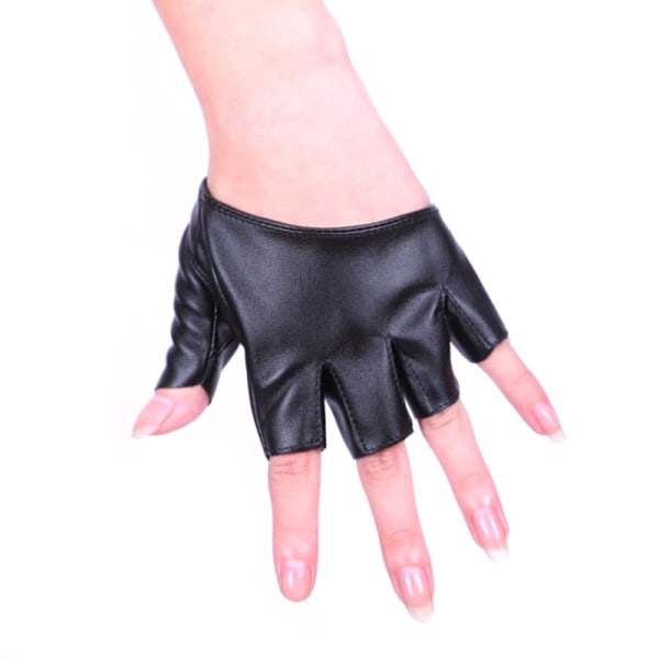 Pu Läder Fingerless Handske För Goth Punk Rock Lolita Harajuku Gold One Size