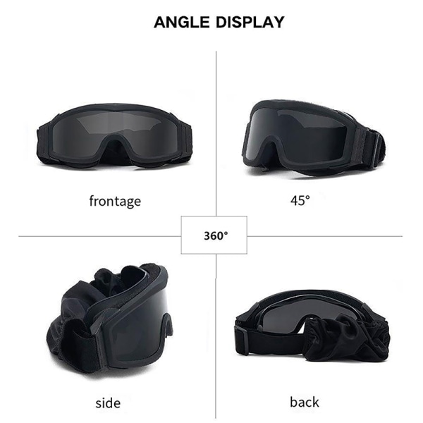 Militær Fan 2-i-1 taktiske beskyttelsesbriller Anti-vind og sand  beskyttelsesbriller black onesize 4fd4 | black | onesize | Fyndiq