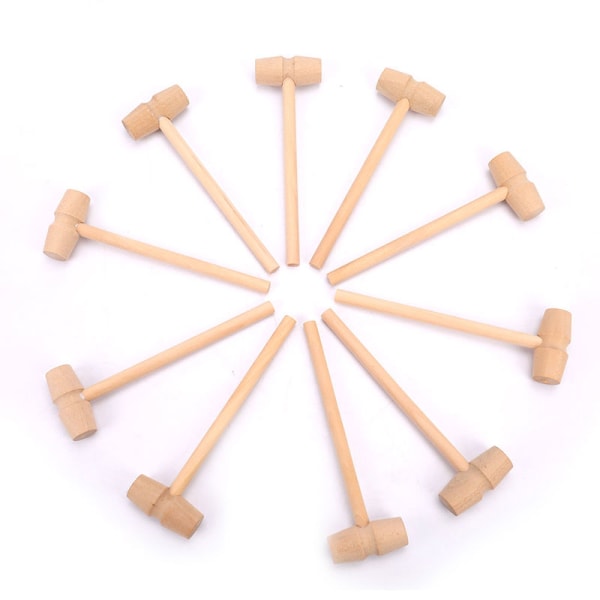 10 stycken Mini trä hammarbollar Toy Pounder Ersättningsträ wooden onesize
