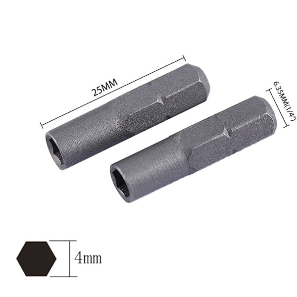 Bit Adapter Mikroinnlegg Bits 6,35mm 1/4\" Adapter Til 4mm Hex one size