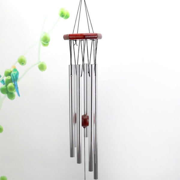 Stor Deep Tone Windchime Kapellklokker Vindklokker Utendørs Gard Silver one size