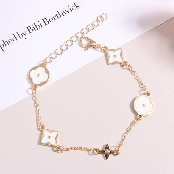 Vintage Lucky Four Leaf Clover Charm Armbånd til Kvinder Legering 4.73