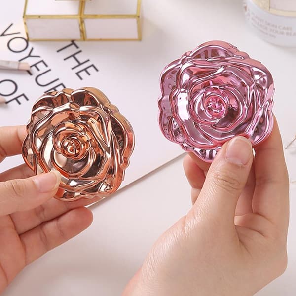 Roseblomst Sammenleggbart Sminkespeil Enkelt å Bære Sminkespeil Kvinner Light pink B