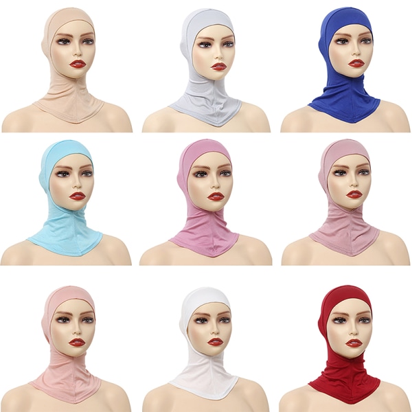 Enfärgad undersjal Hijab- cap Justerbar Stretchy Turban Ful A17 ONESIZE