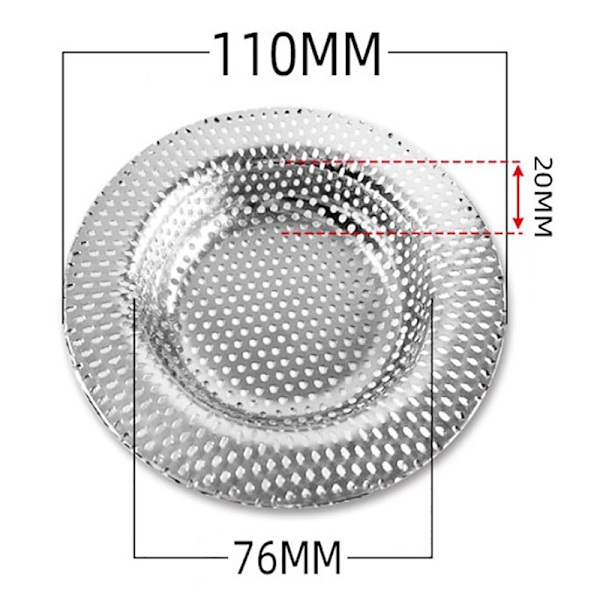 Rustfrit stål Køkken Vandvask Filter Vask Mesh Si Fl Silver 11cm