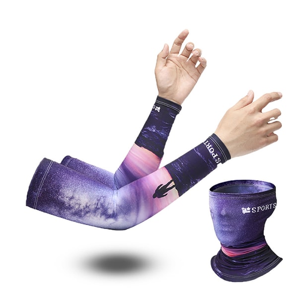 Sommer Køling Arm Sleeves Cover Head Face Neck Tube Tørklæde Sæt A1 A pair