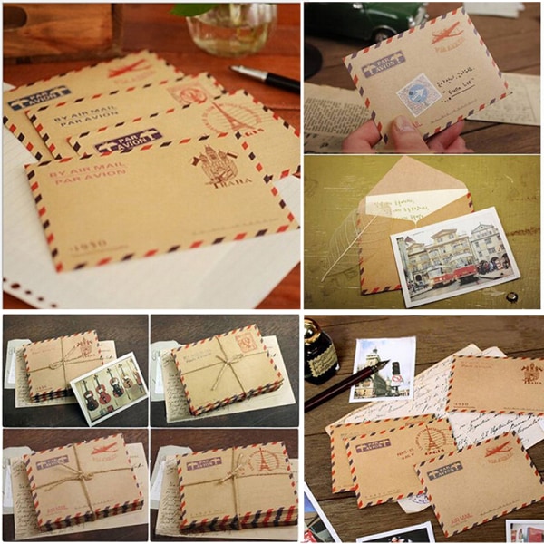 Ny 10 ark minikuvert postkort brev stationær opbevaring Bronze 10pcs
