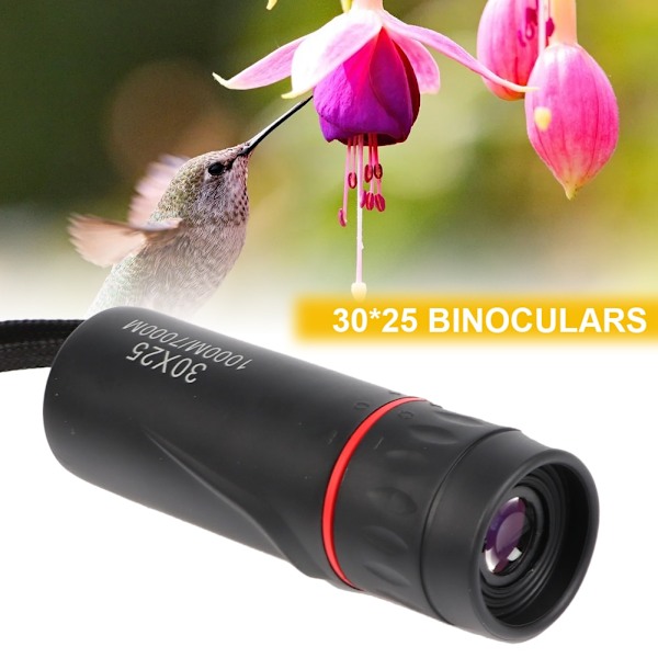 HD 30x25 Monocular Telescope Kikkert Zoom Fokus Grøn Fil Black one size