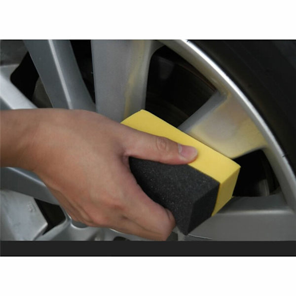 Autohjulborste Svampverktyg Applikator Speciell För Däcknav Yellow+black 10*6*4cm