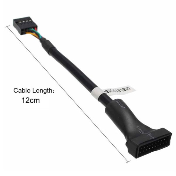 2 stk USB 3.0 20-pins hann til USB 2.0 9-pins hovedkortoverskrift Fe Black 2pcs