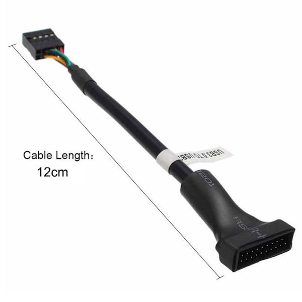 2st USB 3.0 20-stifts hane till USB 2.0 9-stifts moderkortshuvud Fe Black 2pcs