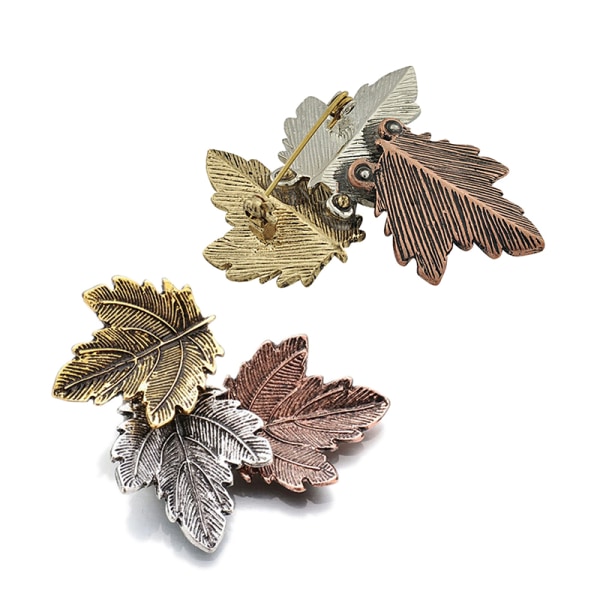 Kvinner Vintage Maple Leaf Brosje Gull Sølvbelagt Brosjer Pin