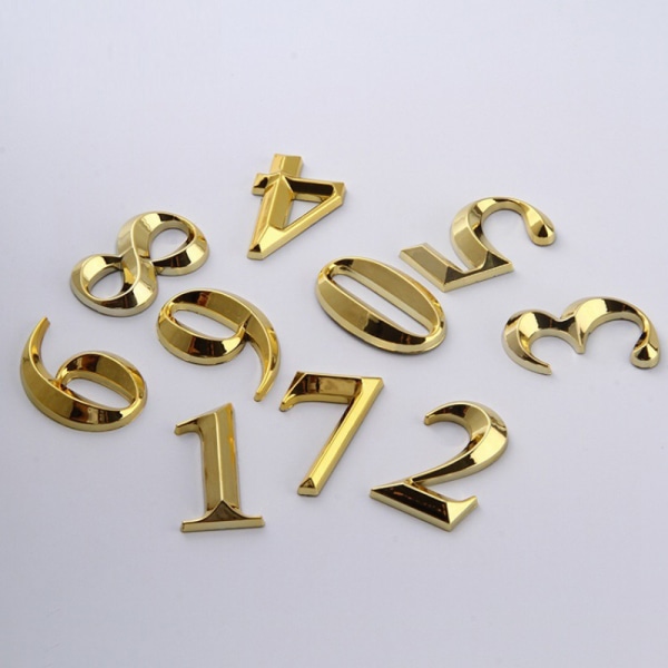 7 cm moderne husnummer plakett Nummer siffer Klistremerke Plate Sig Gold 2