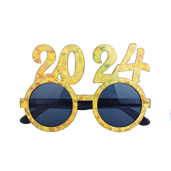 2024 Briller Nytårs Briller Fest Solbriller Nytårsaften Gold one size