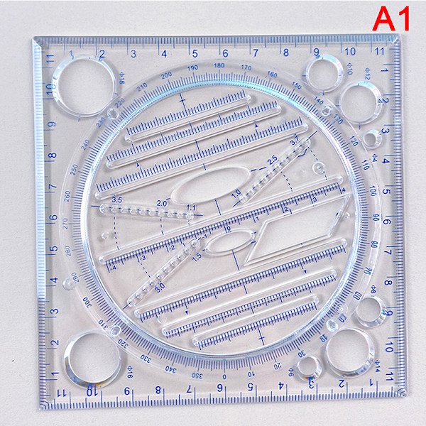 Kulmageometrinen piirustusmalli Circle Maker -piirustusviivain Mul Clear A1