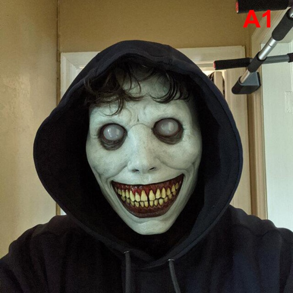 Uhyggelig Halloween-maske Smilende demoner Skrekkansikt maskerer ondskapen White A1