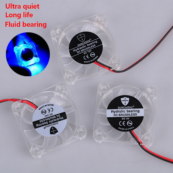 4010 DC 5v 12v 24v køleblæser LED Iight Emitting Hydraulisk Bea clear 12V