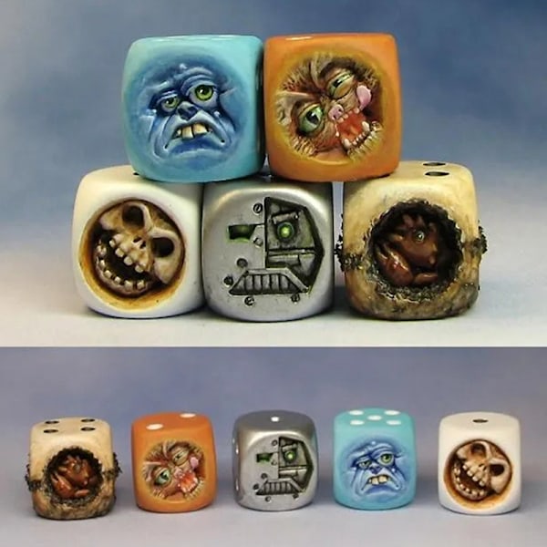 Monster Dice Sjovt Monster Ansigt Resin Terning Sæt Halloween Tableto A7