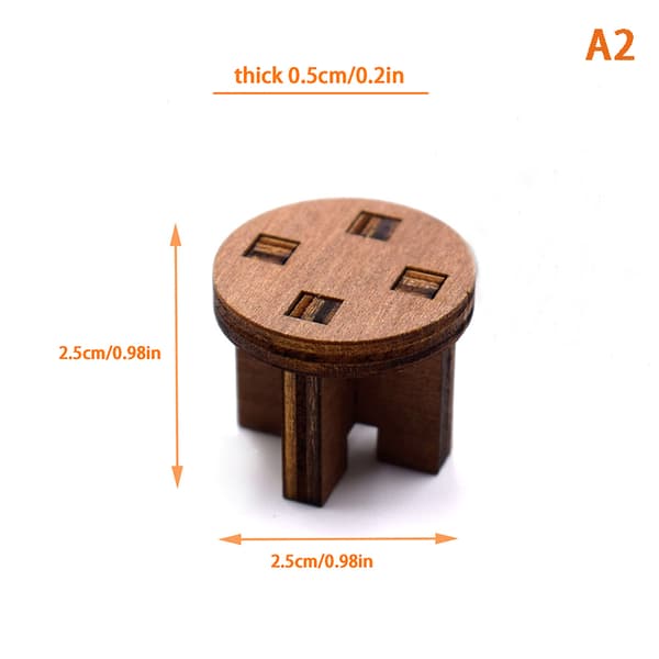 1/12 Dockhus Mini Bord Stol Dockhus Möbeltillbehör A1