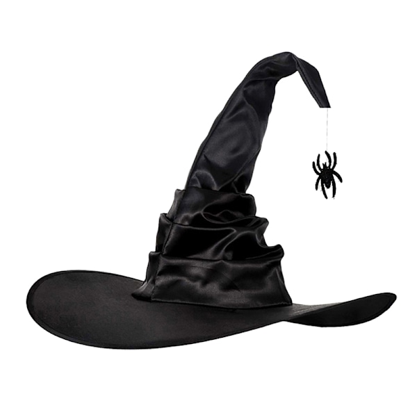 Unisex Halloween Vinklet Heksehat Sort Folds Troldmand Hat Mænd Wo A