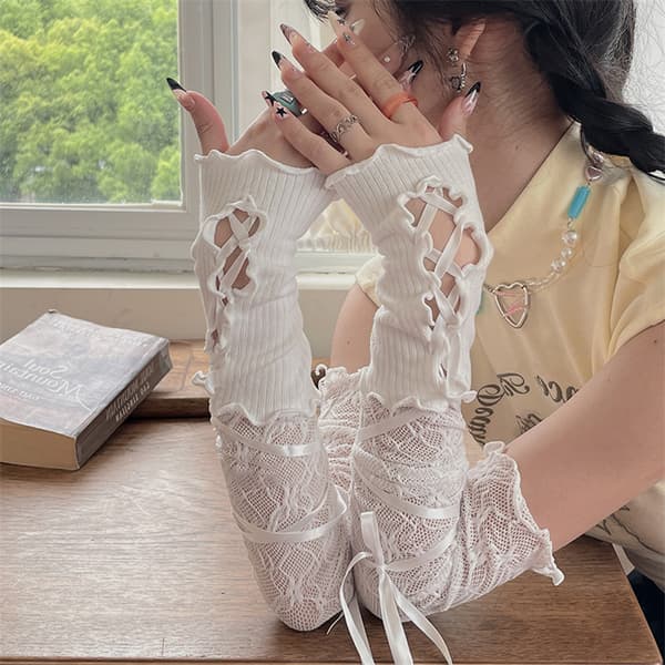 Kvinner DIY Stropping Blonder Sexy Armermer Hansker Netthansker A White A1