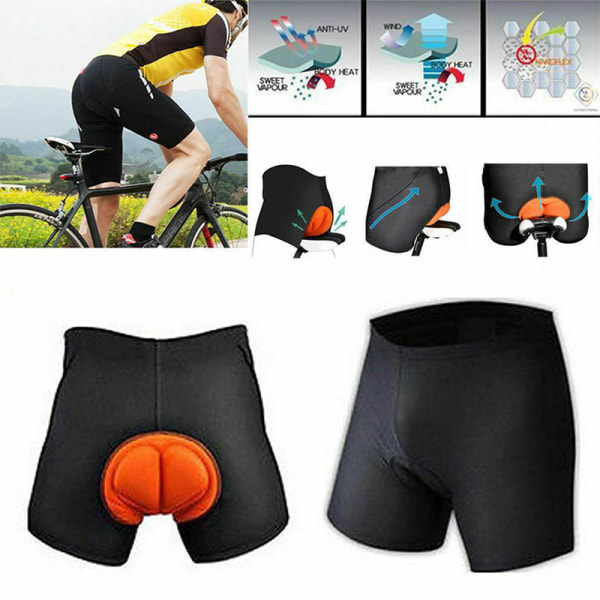 3D vadderade underkläder för män, cykelshorts, cykelväg Mountain B Orange M