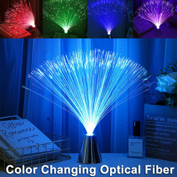 2 Stk Flerfarvet LED Fiberoptisk Lys Natlampe Jul Bryllup Multicolor 2Pcs