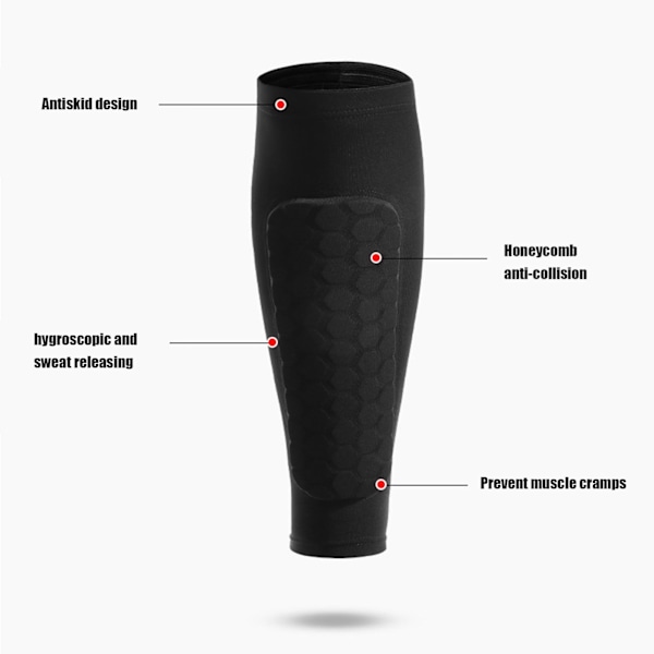 1 stk Honeycomb Soccer Shin Guards Football Shields Sports Leggin Black XL