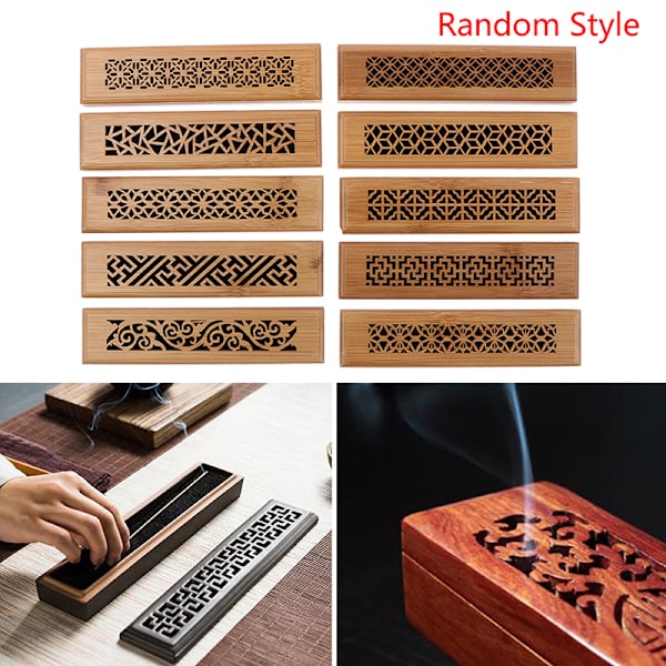 1 stk. Bambustræ røgelsespindeholder Burning Joss Insence Box B Brown onesize