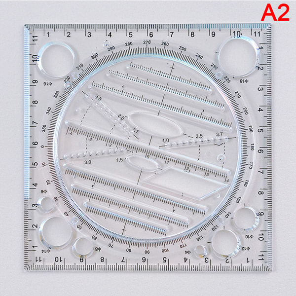 Kulmageometrinen piirustusmalli Circle Maker -piirustusviivain Mul Clear A2