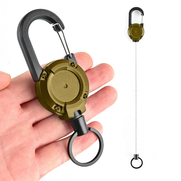 Tyverisikring Let at trække Spænde Reb Elastic Keychain Sporty Ret Khaki one size
