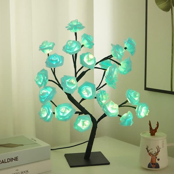 LED Bordlampe Lys Rose Flower Tree USB Nattlys Hjem De D one size