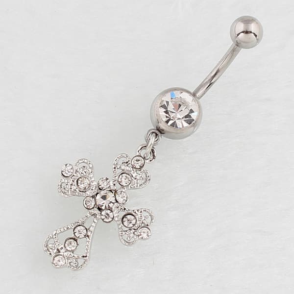 Krystal Rhinestone Navlepiercinger Rustfrit Stål Kryds Pen onesize