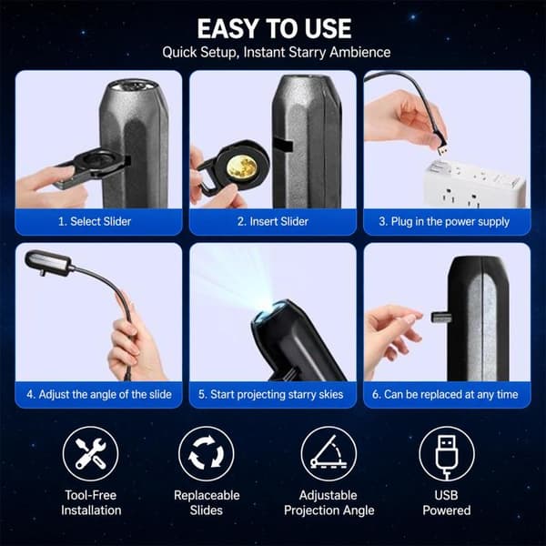USB Magic Ocean Series Projektorlampe Justerbar Manetrumpe A1