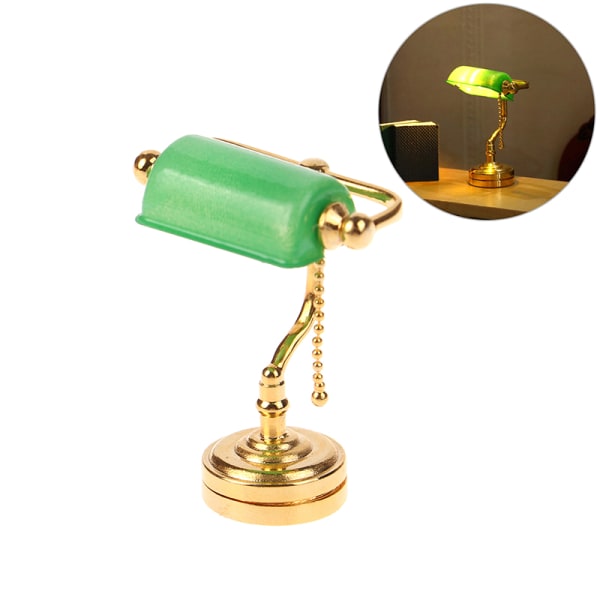1:12 Dukkehus Miniatyr skrivebordslampe LED-lampe Grønt postbudlys Green one size