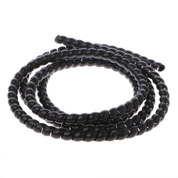 1m 10mm/14mm Farverig Spiral Wire Organizer Wrap Tube Flame ret Black 10mm
