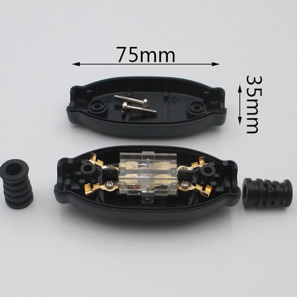 Vandtæt in line switch ledningskontakt rund wire dobbelt switch Black 8mm