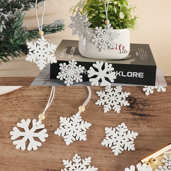 24 Hvide Snefnug Ornamenter Træ Snefnug Jul White