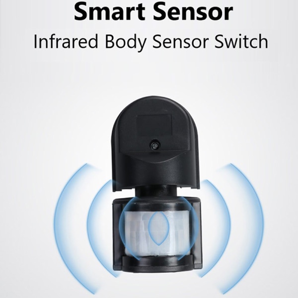 PIR Bevægelsessensor Switch Lys Lampe Sensor Detektor Infrarød Mo Black One Size